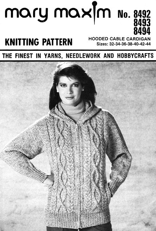 Hooded Cable Cardigan Pattern