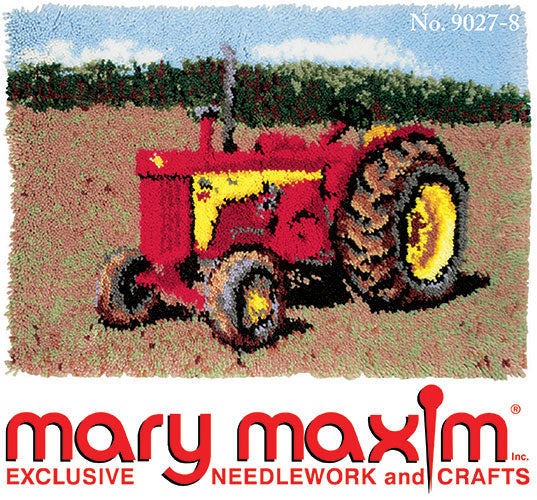 Modèle de tapis à crochet de loquet de tracteur rouge ou vert