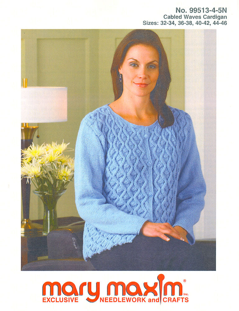Patrón de cárdigan de ondas cableadas