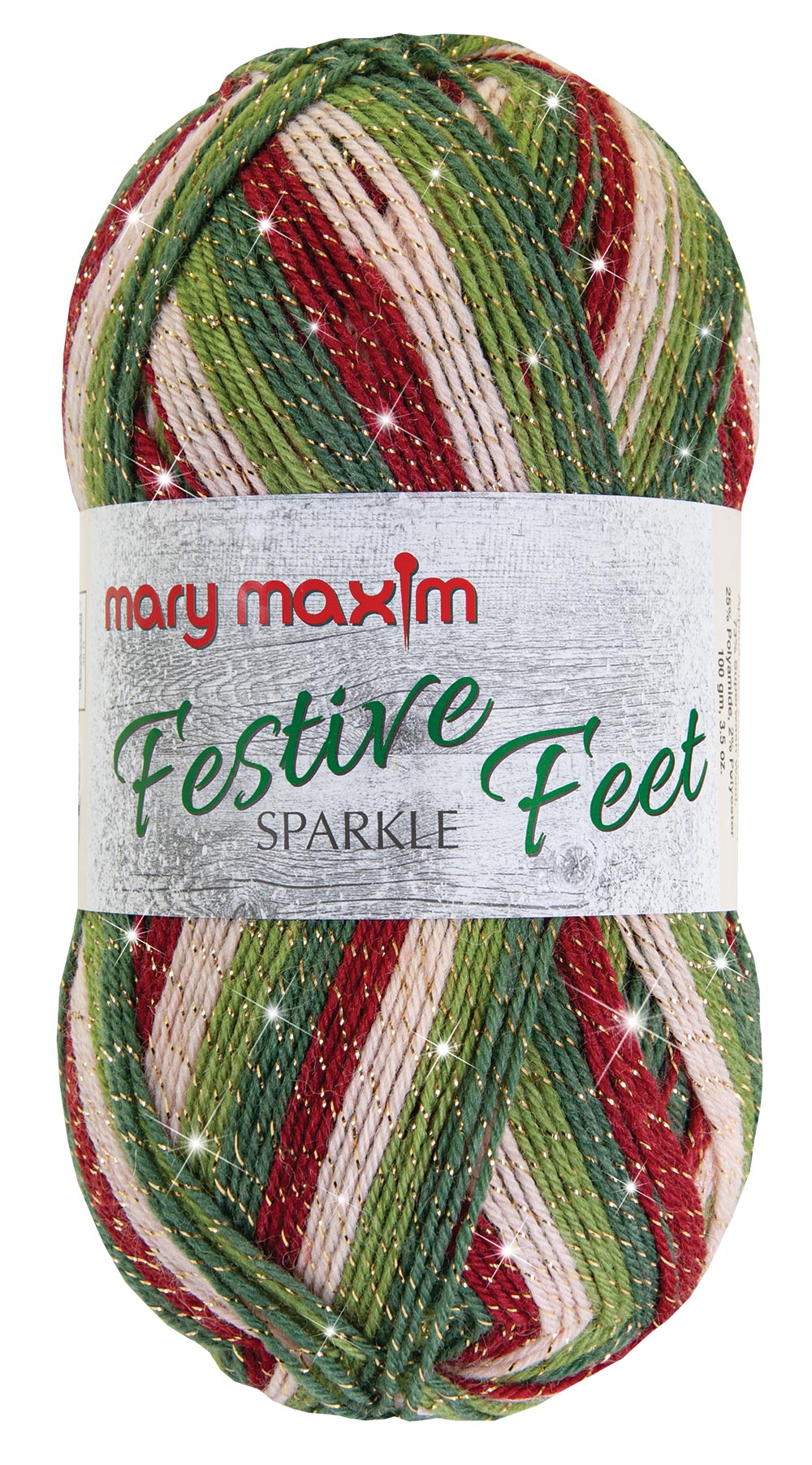 Mary Maxim Festive Feet Sock Yarn, Candy Cane Sparkle