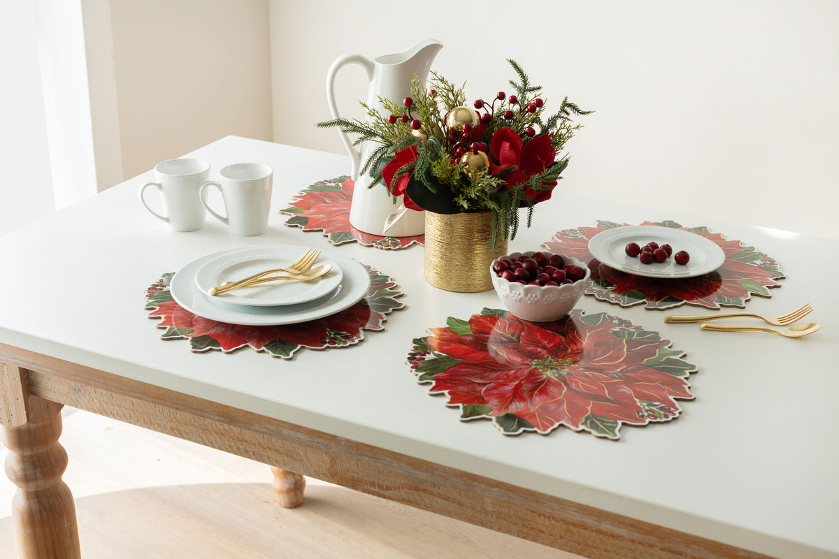 Poinsettia Glow Cork Placemats