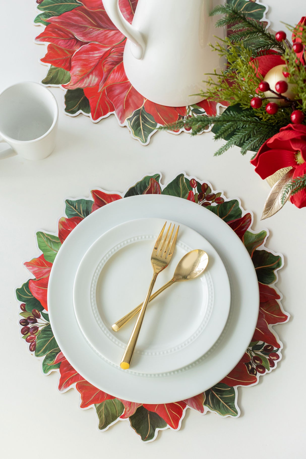 Poinsettia Glow Cork Placemats