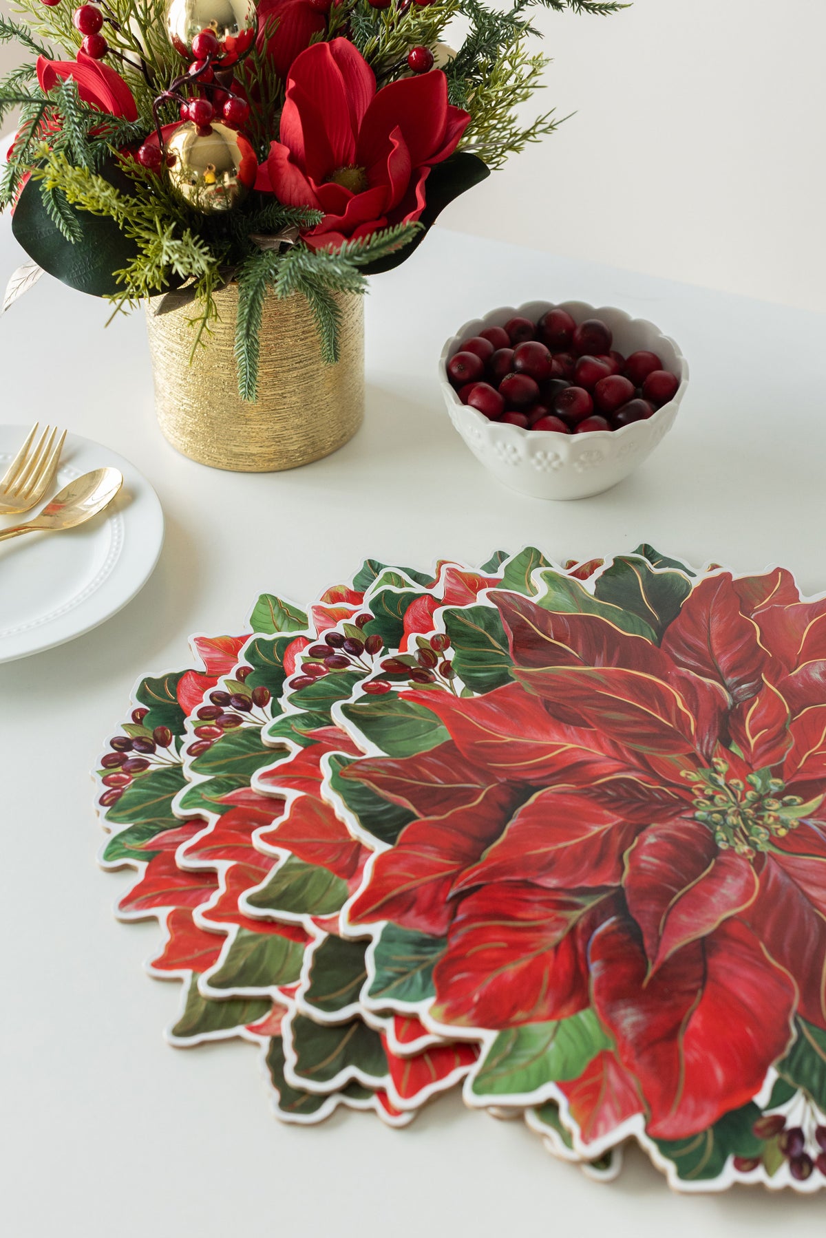 Poinsettia Glow Cork Placemats