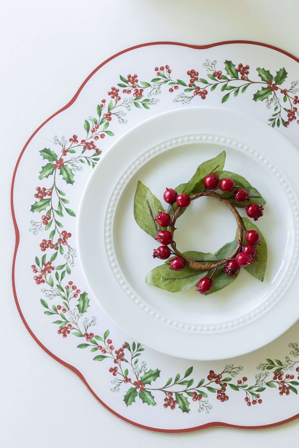 Holly Wreath Cork Placemats