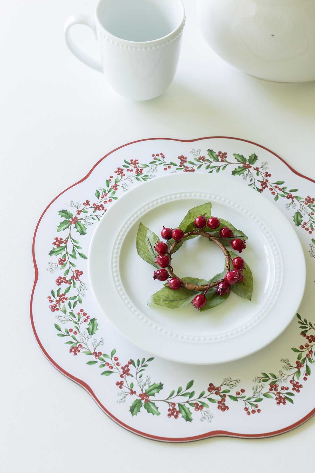 Holly Wreath Cork Placemats