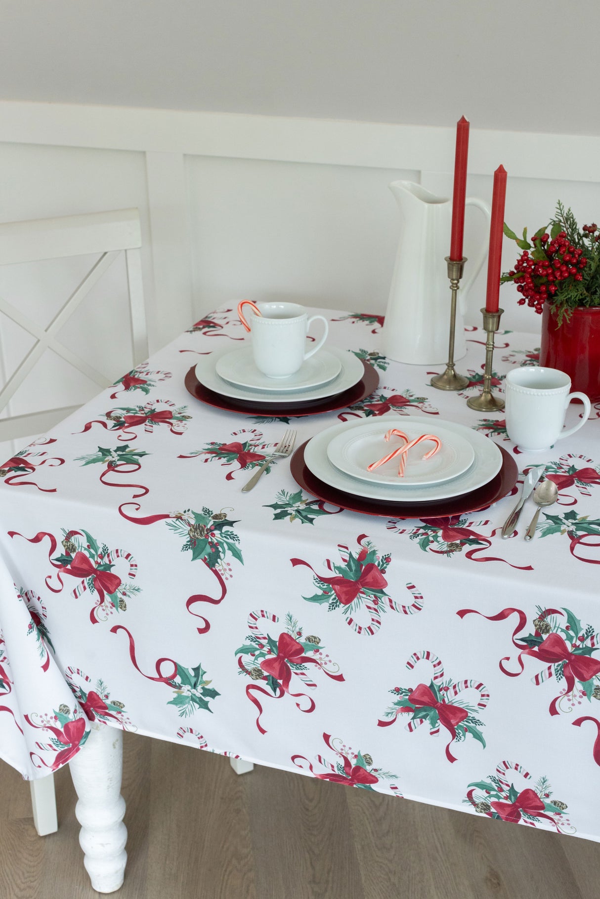 Candy Cane Ribbon Tablecloth