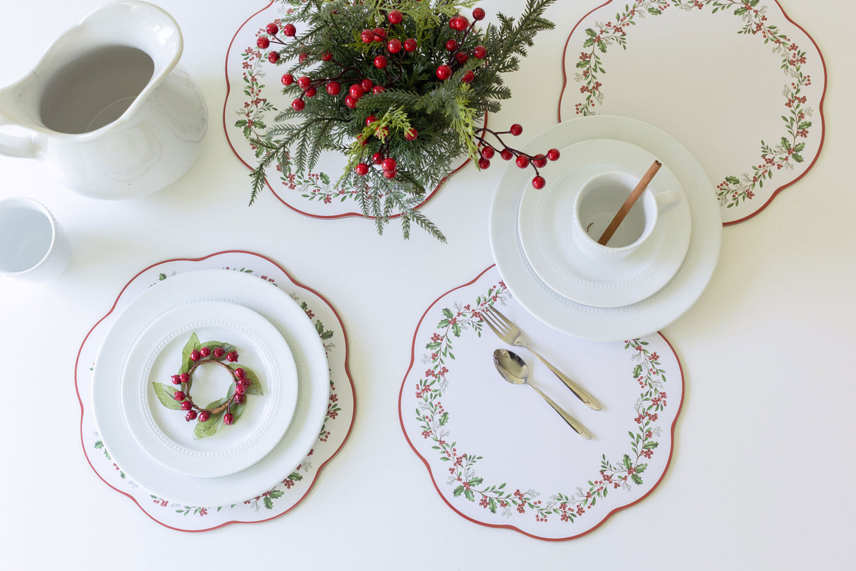 Holly Wreath Cork Placemats
