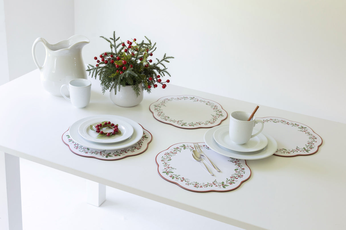 Holly Wreath Cork Placemats