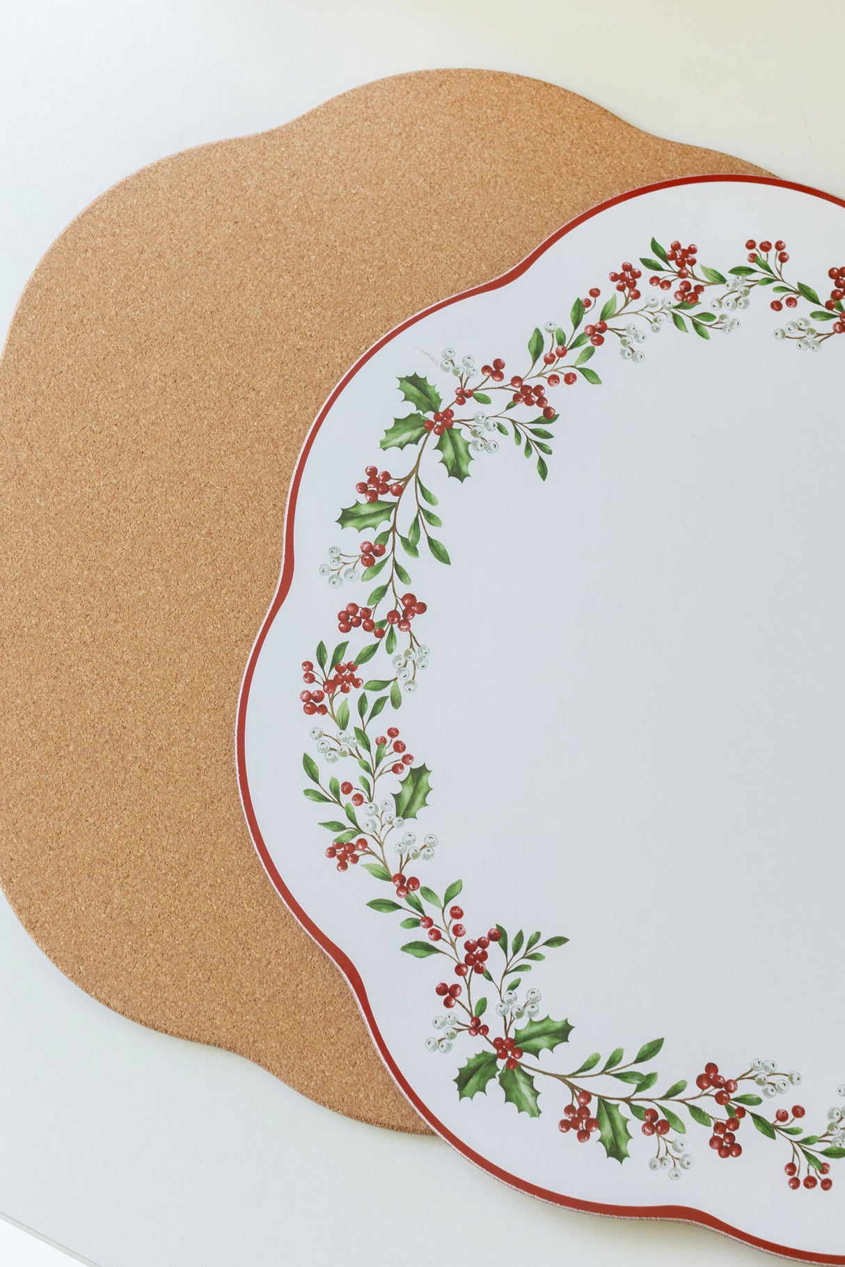 Holly Wreath Cork Placemats