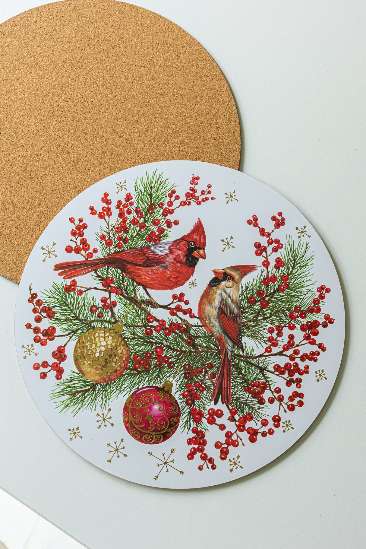 Festive Cardinals Cork Placemats