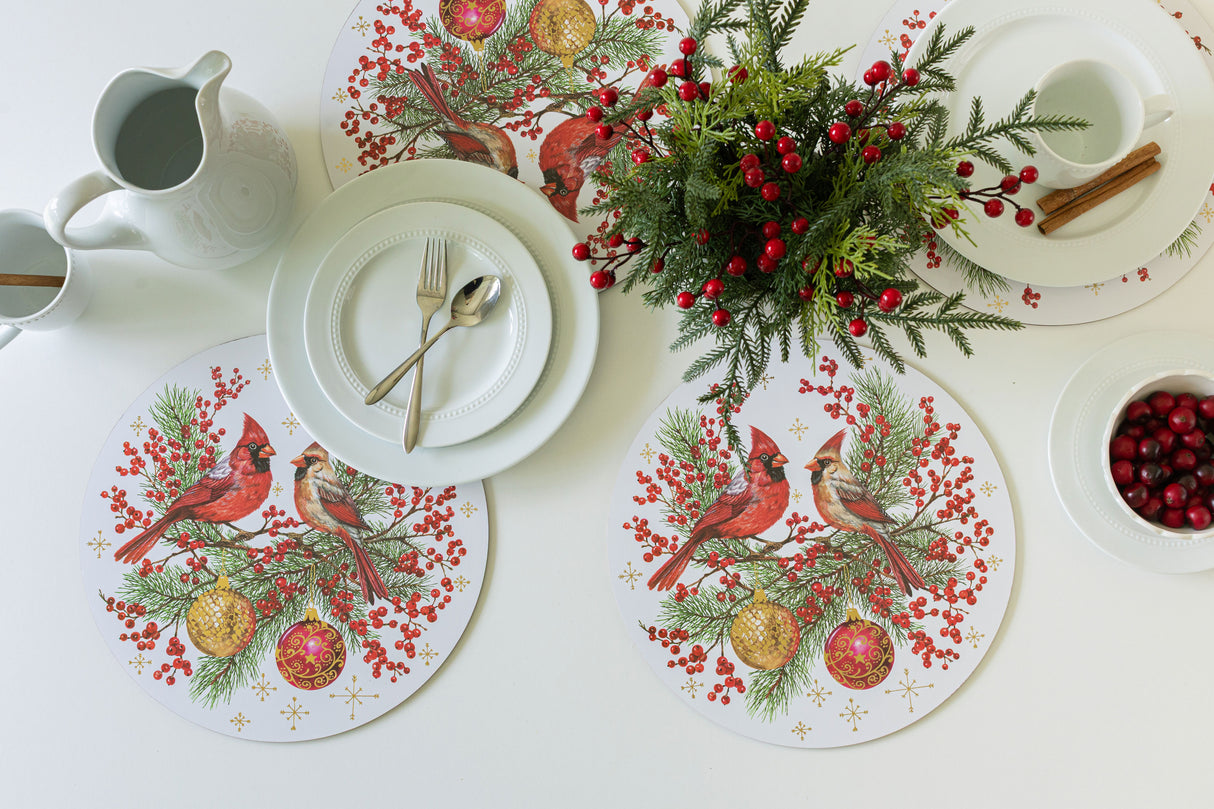 Festive Cardinals Cork Placemats