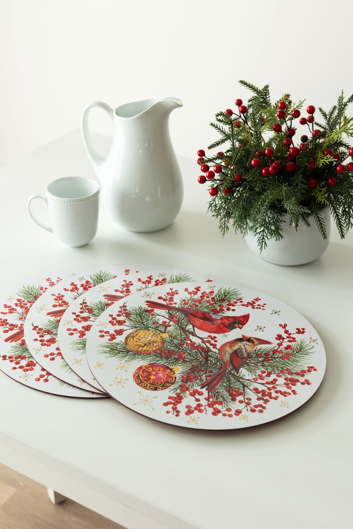 Festive Cardinals Cork Placemats