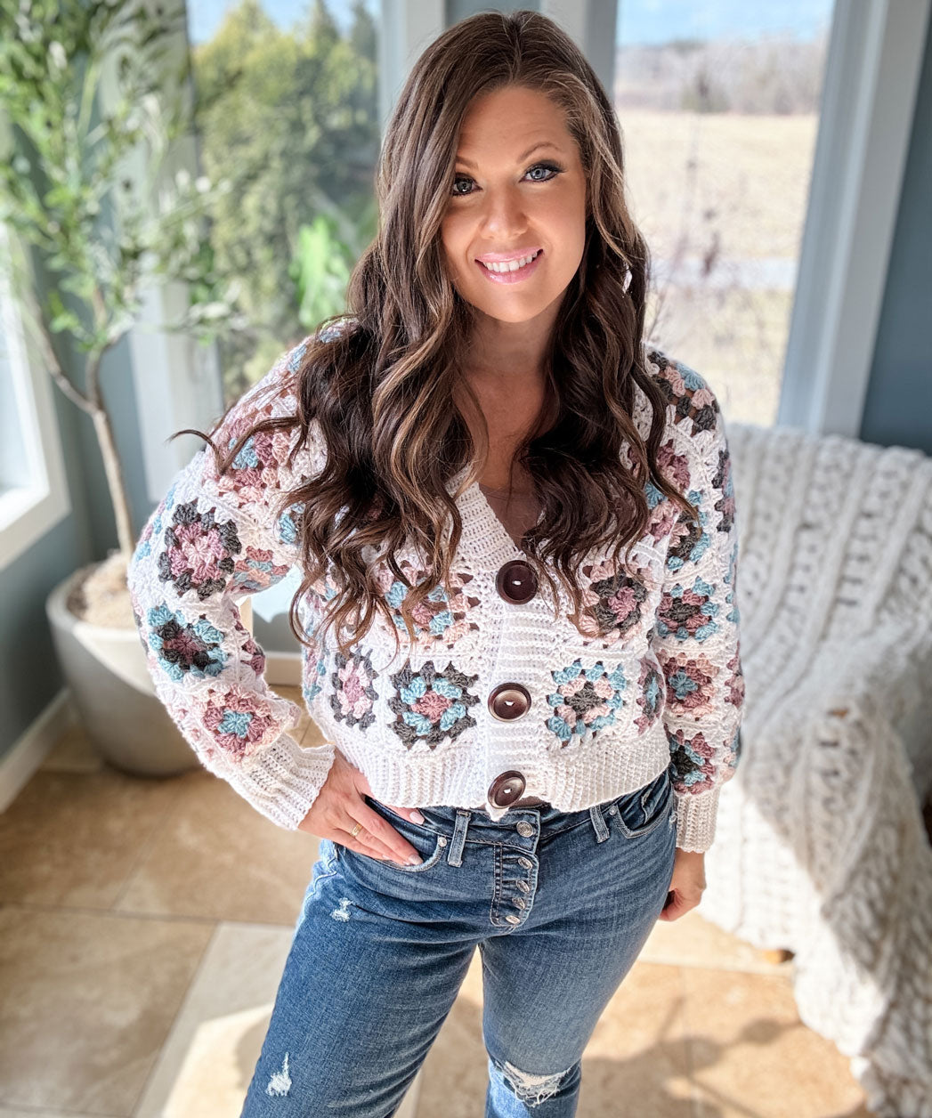 Granny Crop Cardigan – Mary Maxim