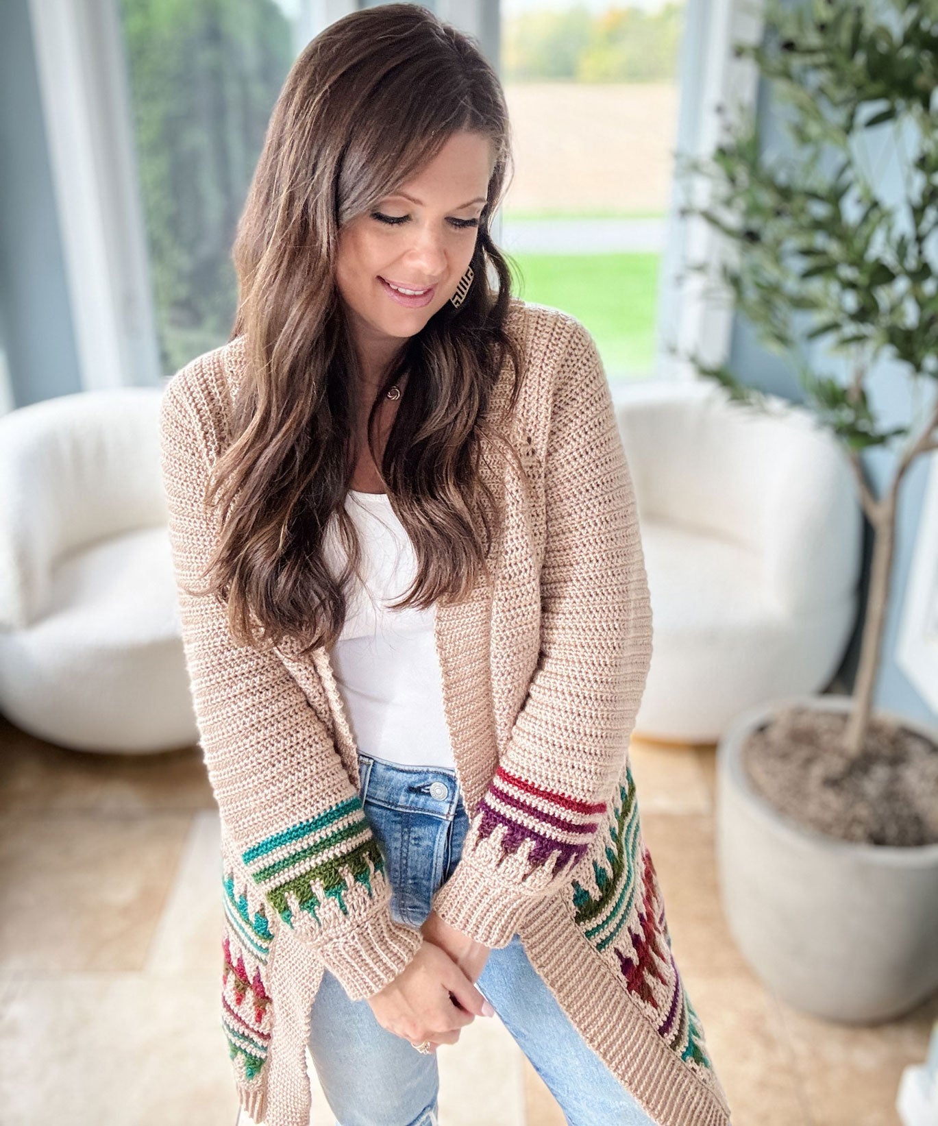 Autumn's Charm Mosaic Duster Length Cardigan – Mary Maxim