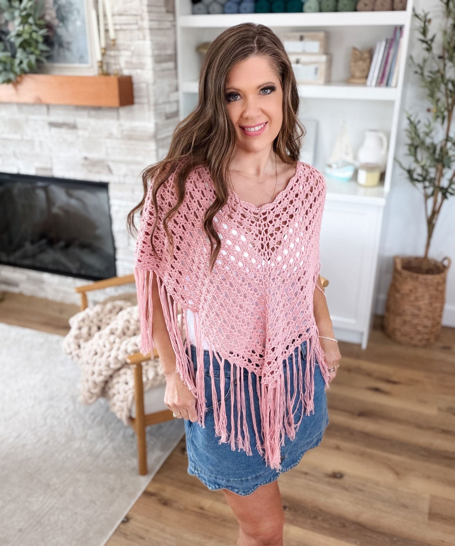 Sienna Shell Stitch Poncho – Mary Maxim
