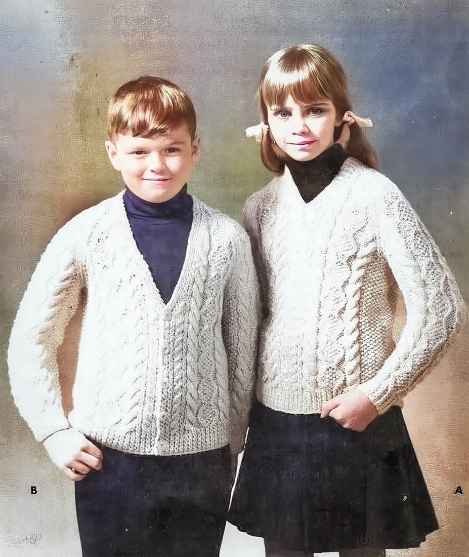 Aran Fisherman Pullover & Cardigan Pattern – Mary Maxim