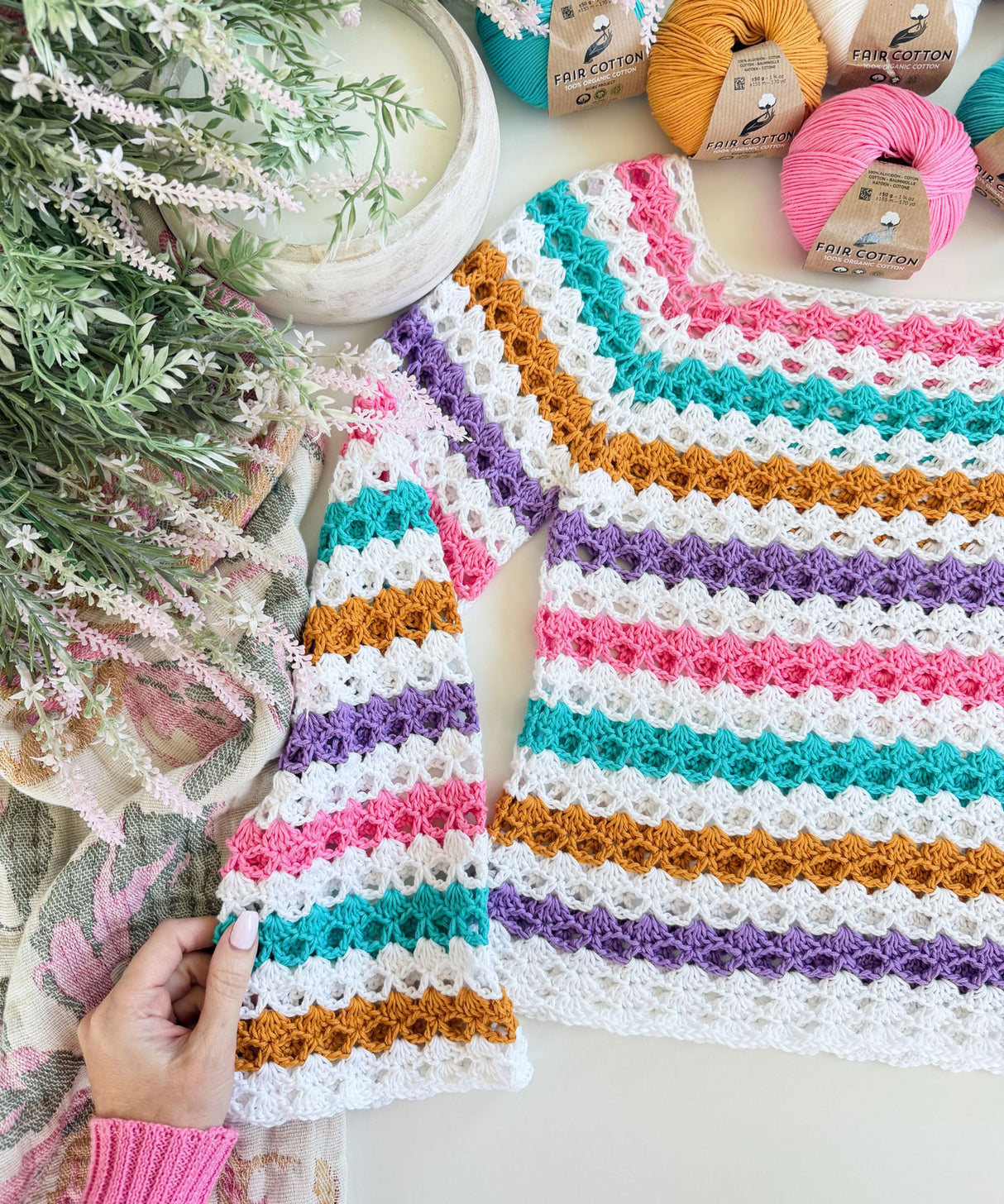 Serena Shell Stitch Striped Top