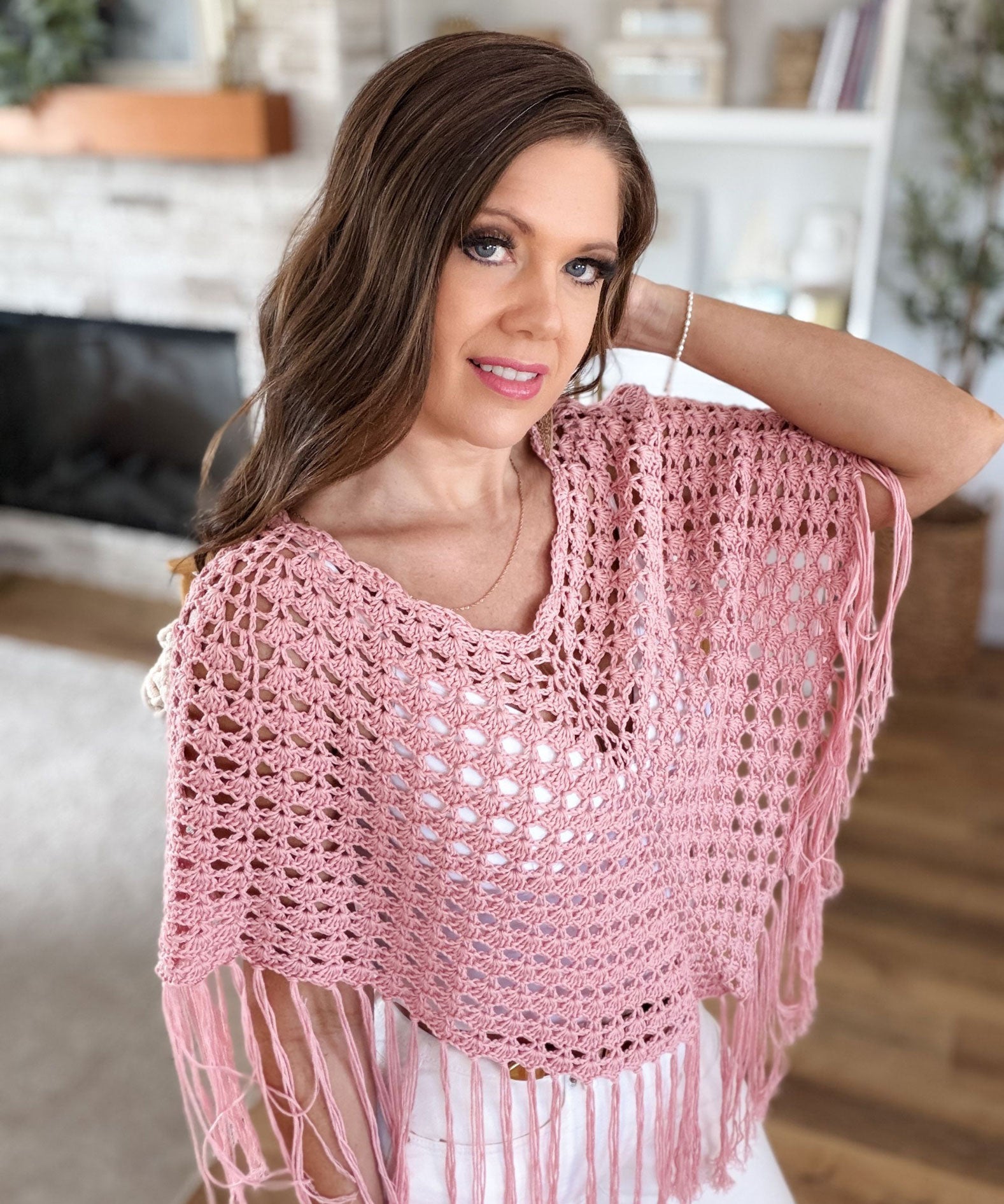 Sienna Shell Stitch Poncho – Mary Maxim