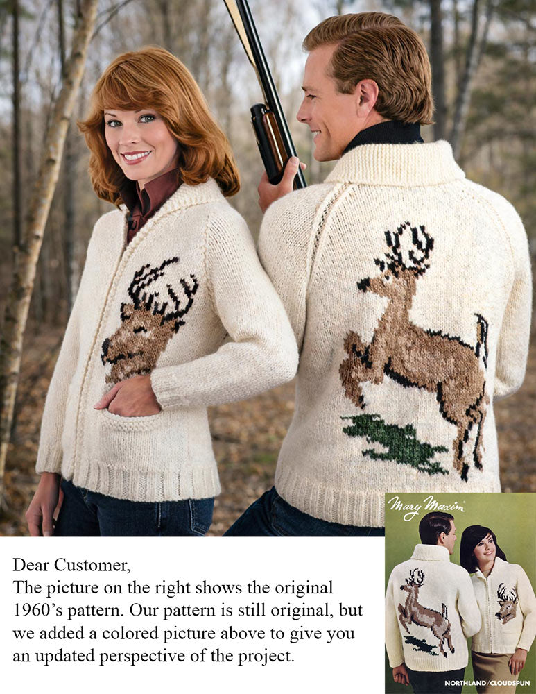 Ladies' and Youths' Whitetail Deer Cardigan Pattern