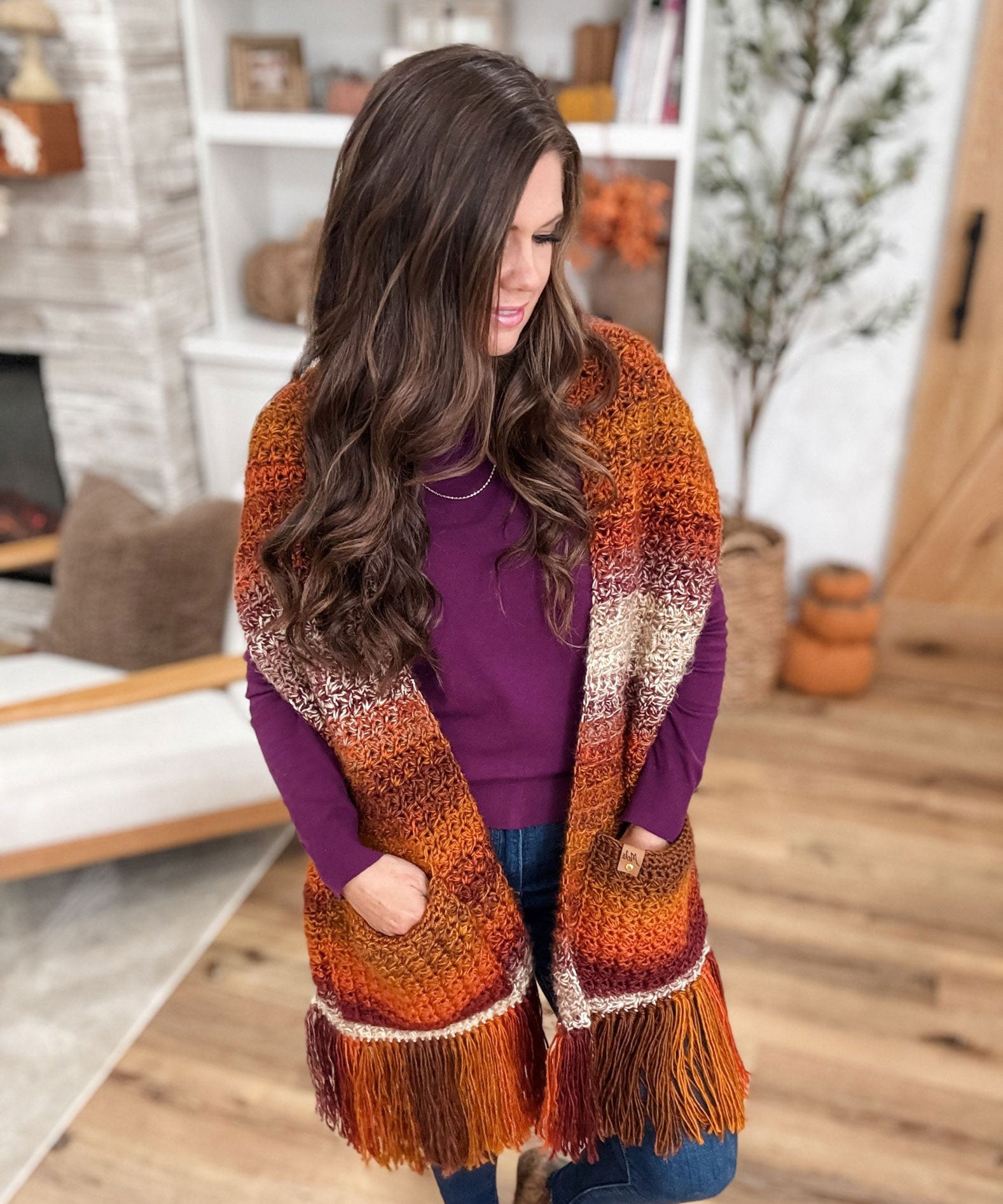 Chunky Suzette Pocket Shawl – Mary Maxim
