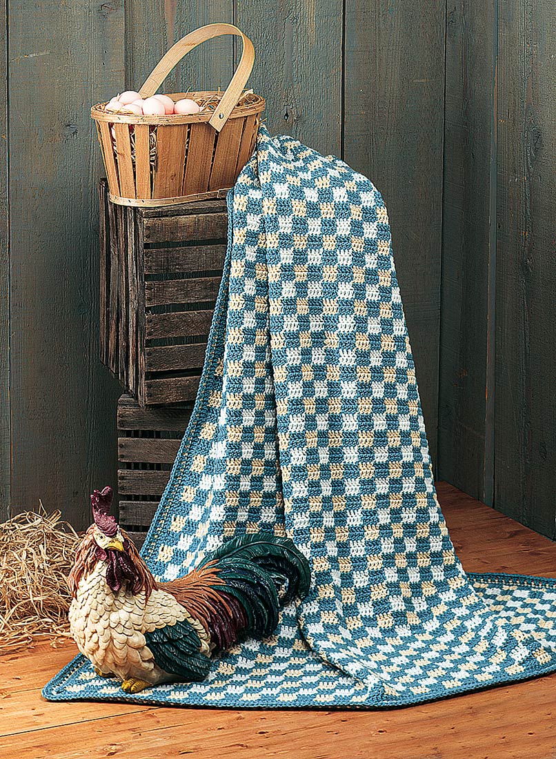 Country Check Pattern Country Check Afghan Pattern β Mary Maxim