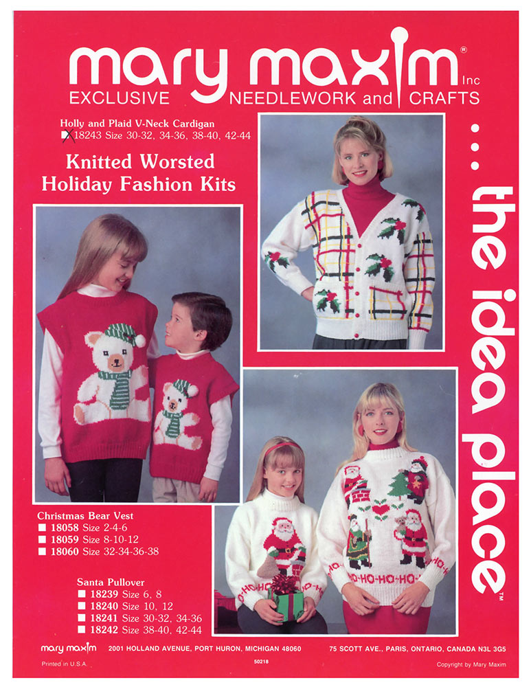 Holly and Plaid V-Neck Cardigan Pattern