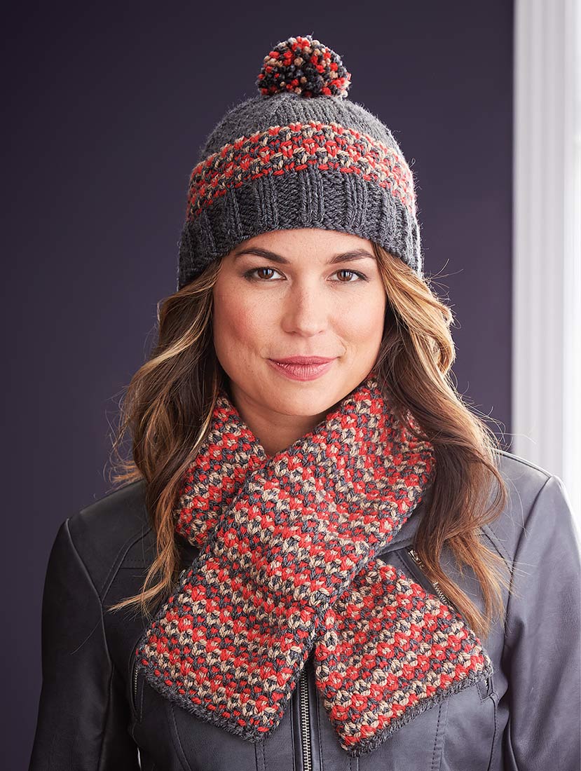 Woven Look Scarf & Hat Pattern – Mary Maxim