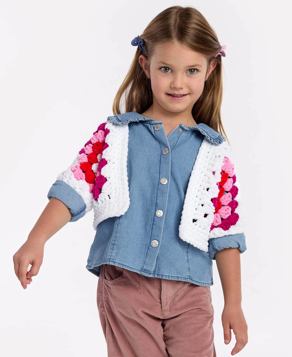 Free Rosy Petals Hexagon Cardi Pattern