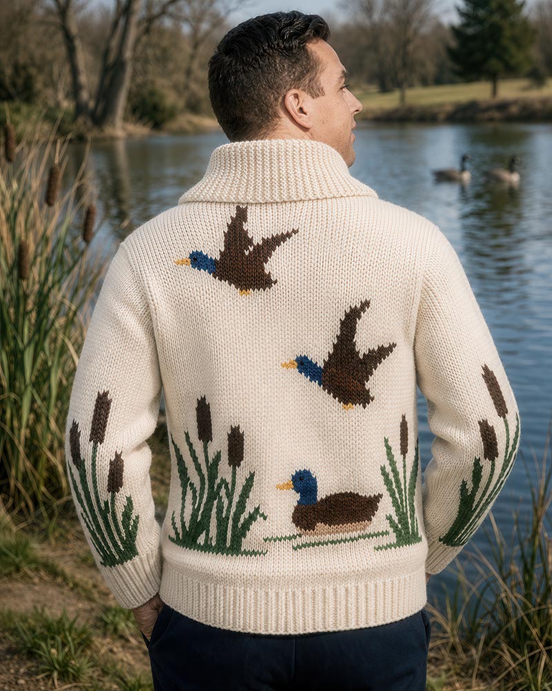 Ducks and Cat-Tails Cardigan Pattern – Mary Maxim