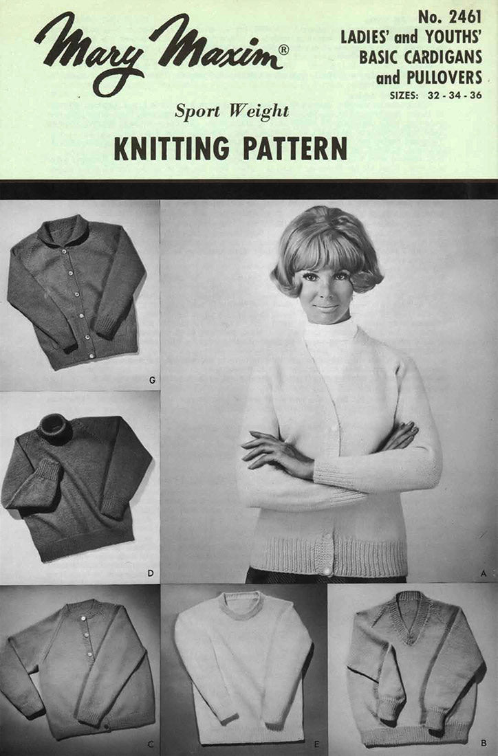 Ladies' and youths Basic Cardigans and Pullovers Pattern