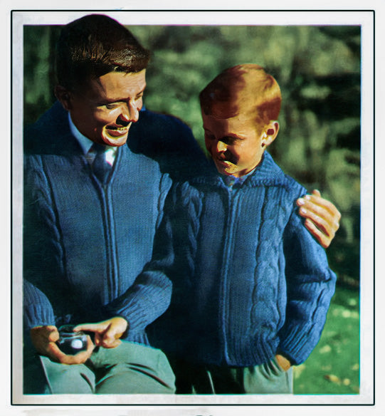 Boy's and Men's Cable Cardigan Pattern