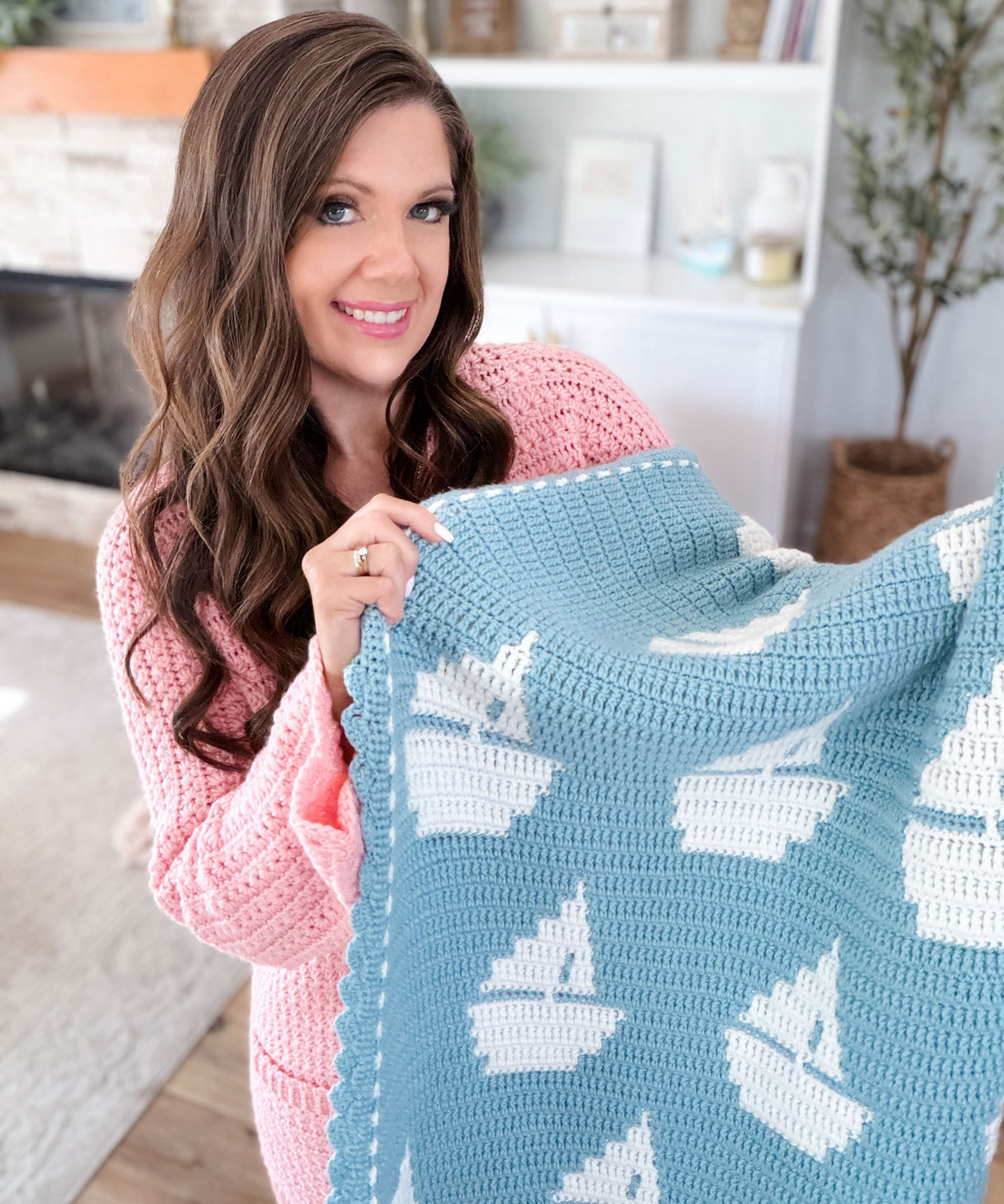 Sailboat Mosaic Baby Blanket