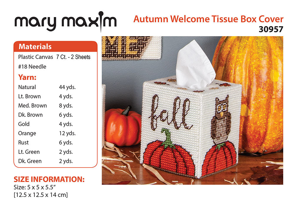Autumn Welcome Tissue Box Cover Pattern