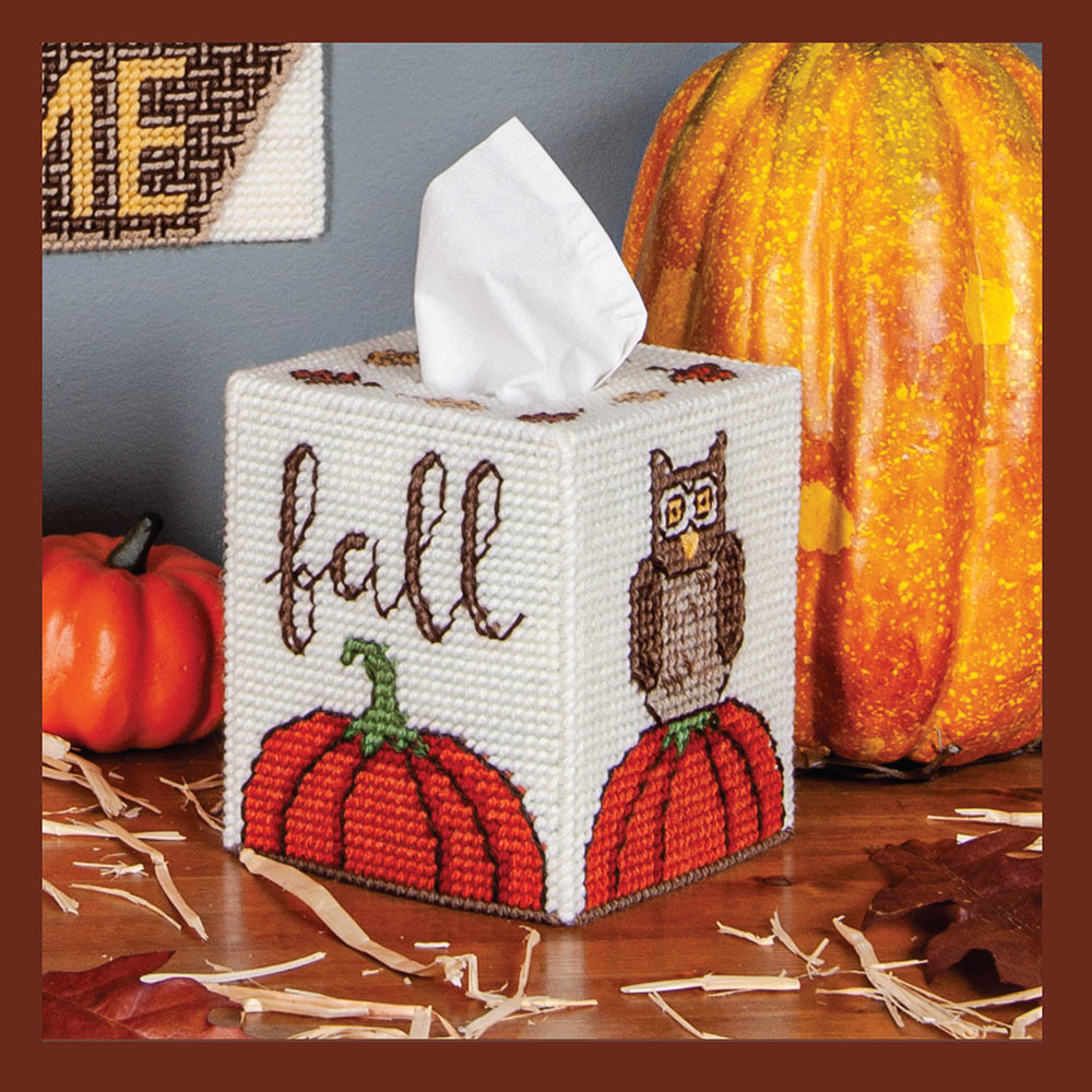 Autumn Welcome Tissue Box Cover Pattern