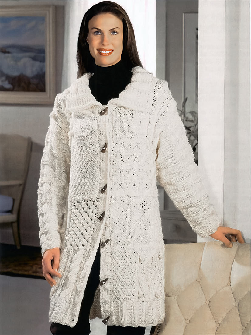 Bulky Sampler Coat Pattern – Mary Maxim