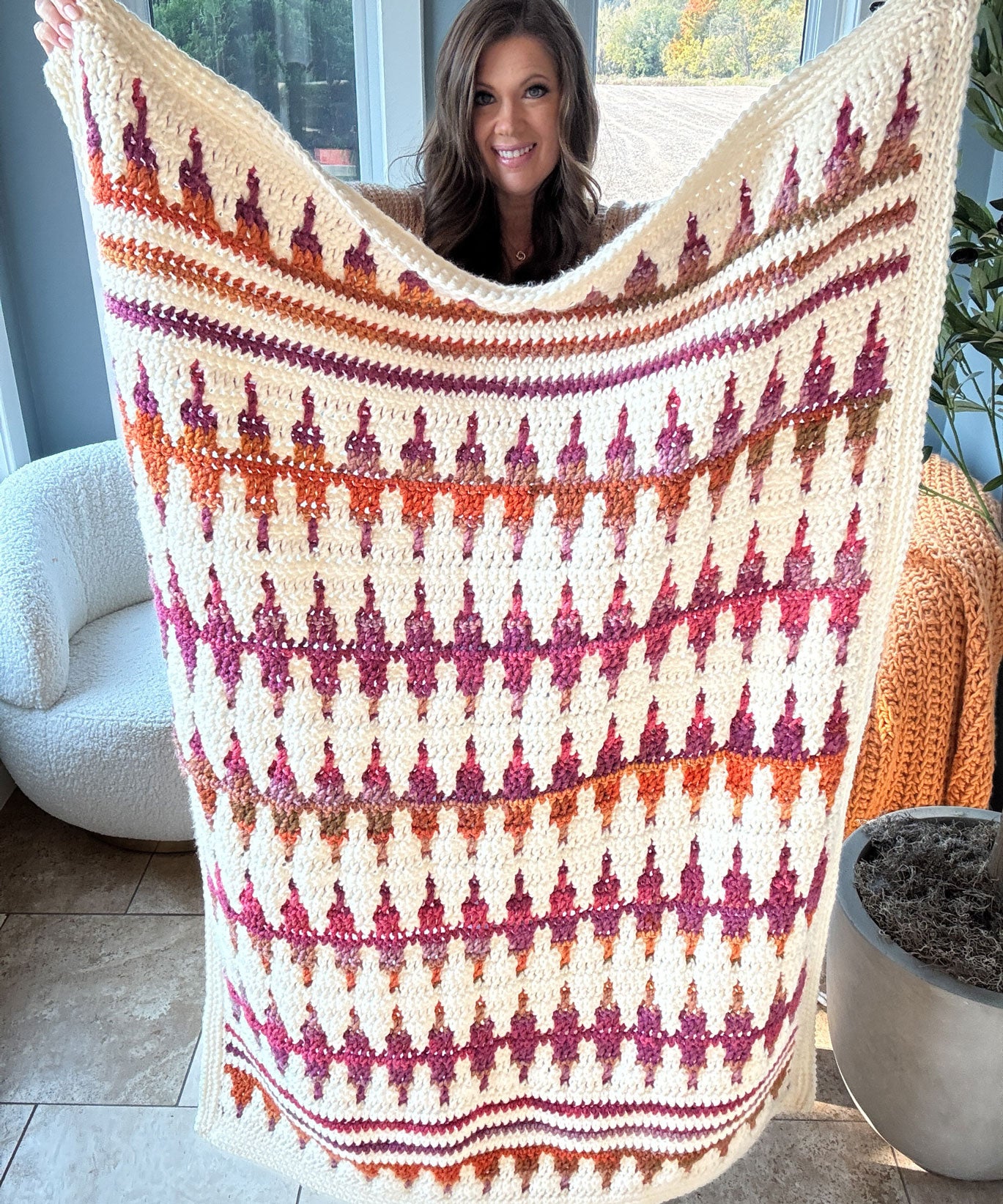 Autumn's Charm Mosaic Blanket – Mary Maxim