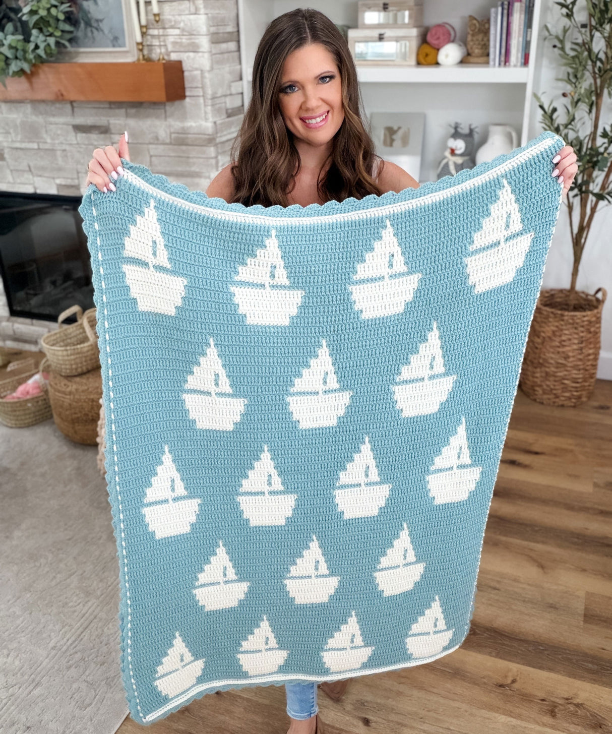 Sailboat Mosaic Baby Blanket