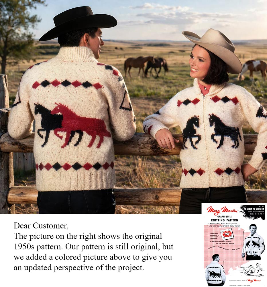 MariMari Prairie Prancers Adult Cardigan Pattern – Mary Maxim