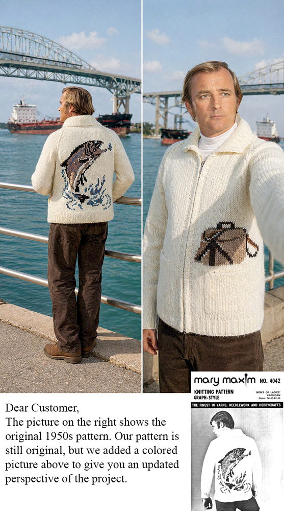 Men's or Ladies' Fish Cardigan Pattern