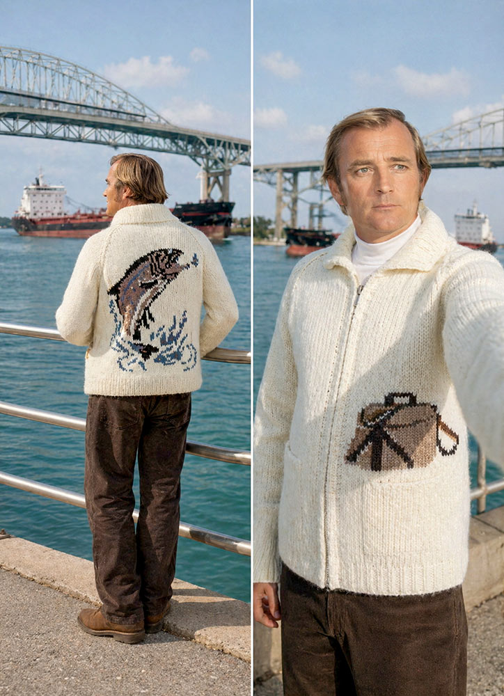 Patrón de cárdigan de pescado para hombre o mujer