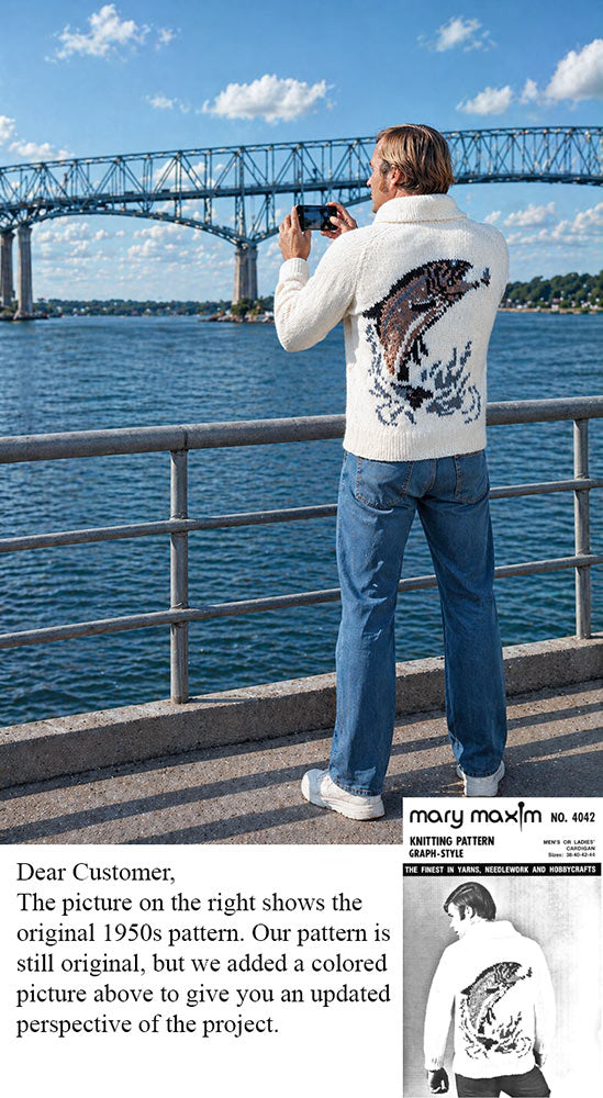 Men's or Ladies' Fish Cardigan Pattern