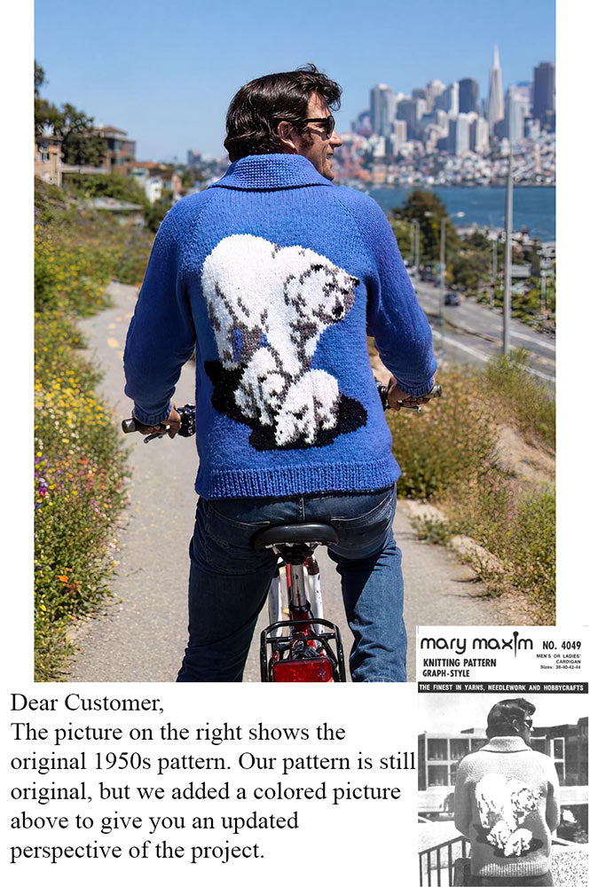 Men's or Ladies' Polar Bear Cardigan Pattern