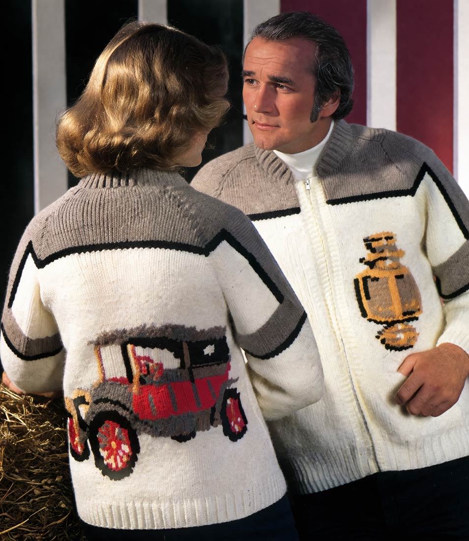 Antique Auto Cardigan Pattern – Mary Maxim