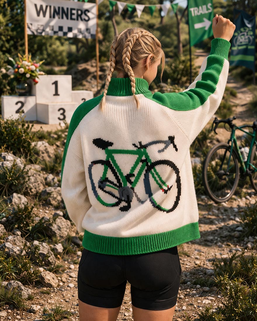 Patrón de bicicleta para cárdigan de mujer o joven