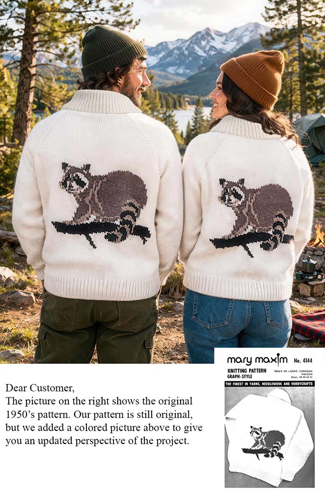 Men's or Ladies' Raccoon Cardigan Pattern