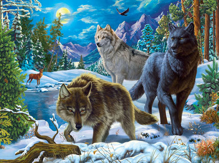 Wolves on a Snowy Night Jigsaw Puzzle