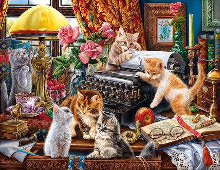 Kittens in the Writer's Office Jigsaw Puzzle