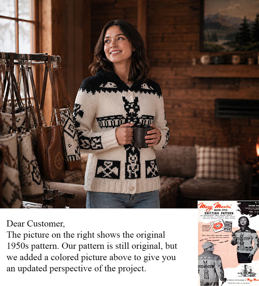 Totem Pole Cardigan Pattern – Mary Maxim