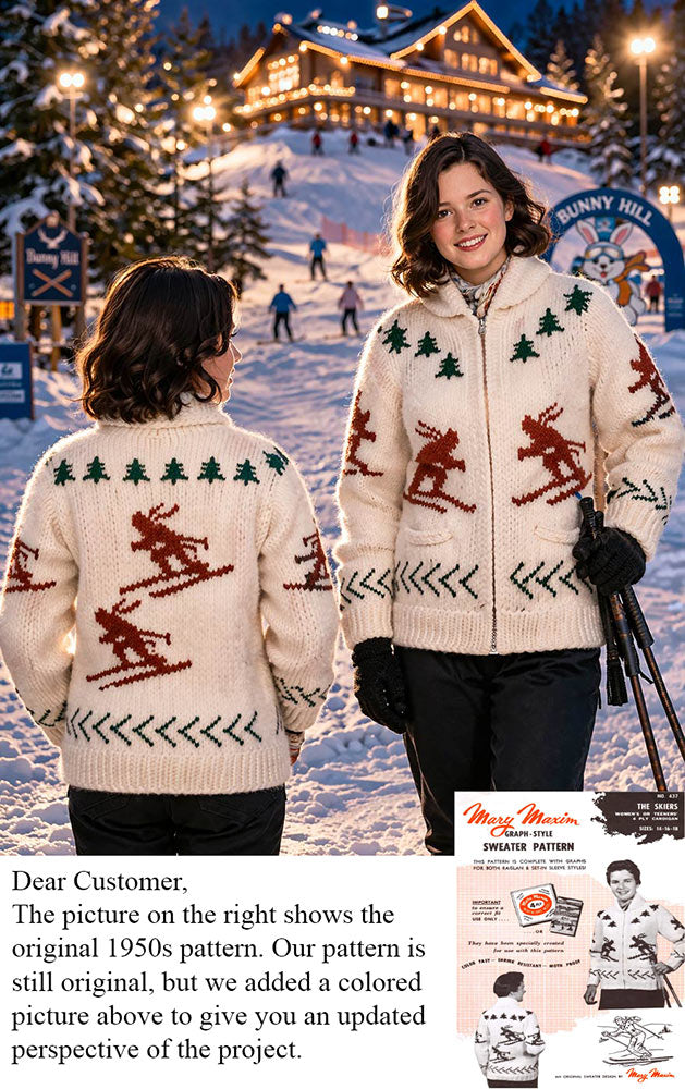 Ladies' or Youth's Cardigan - Skier Pattern