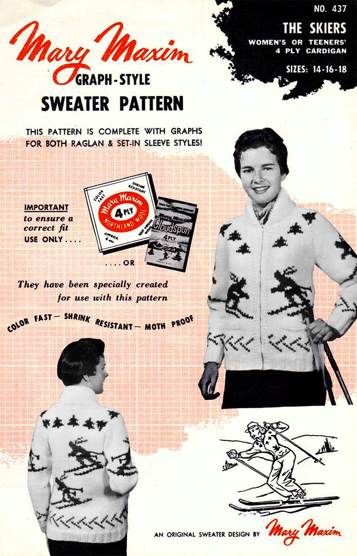 Ladies' or Youth's Cardigan - Skier Pattern – Mary Maxim